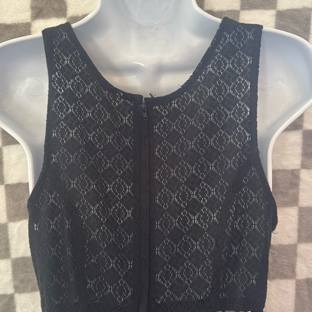 Free people Black Laced Crochet Daisy waist Skater dress size 6 - Picture 7 of 10
